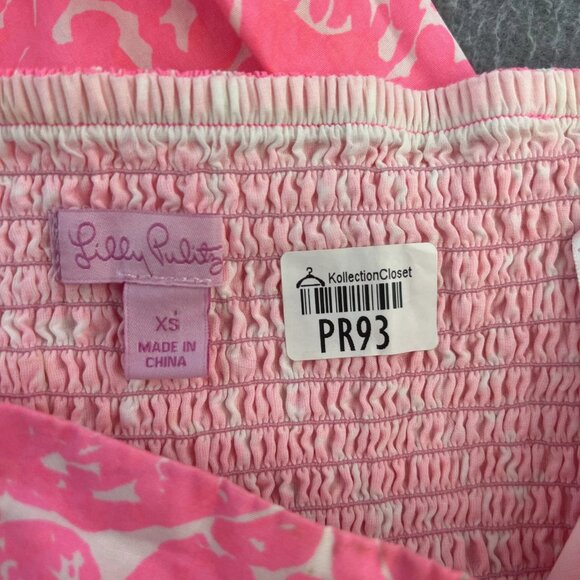 Lilly Pulitzer Dress Womens Extra Small Pink White Strapless Floral Summer Party - Picture 12 of 12